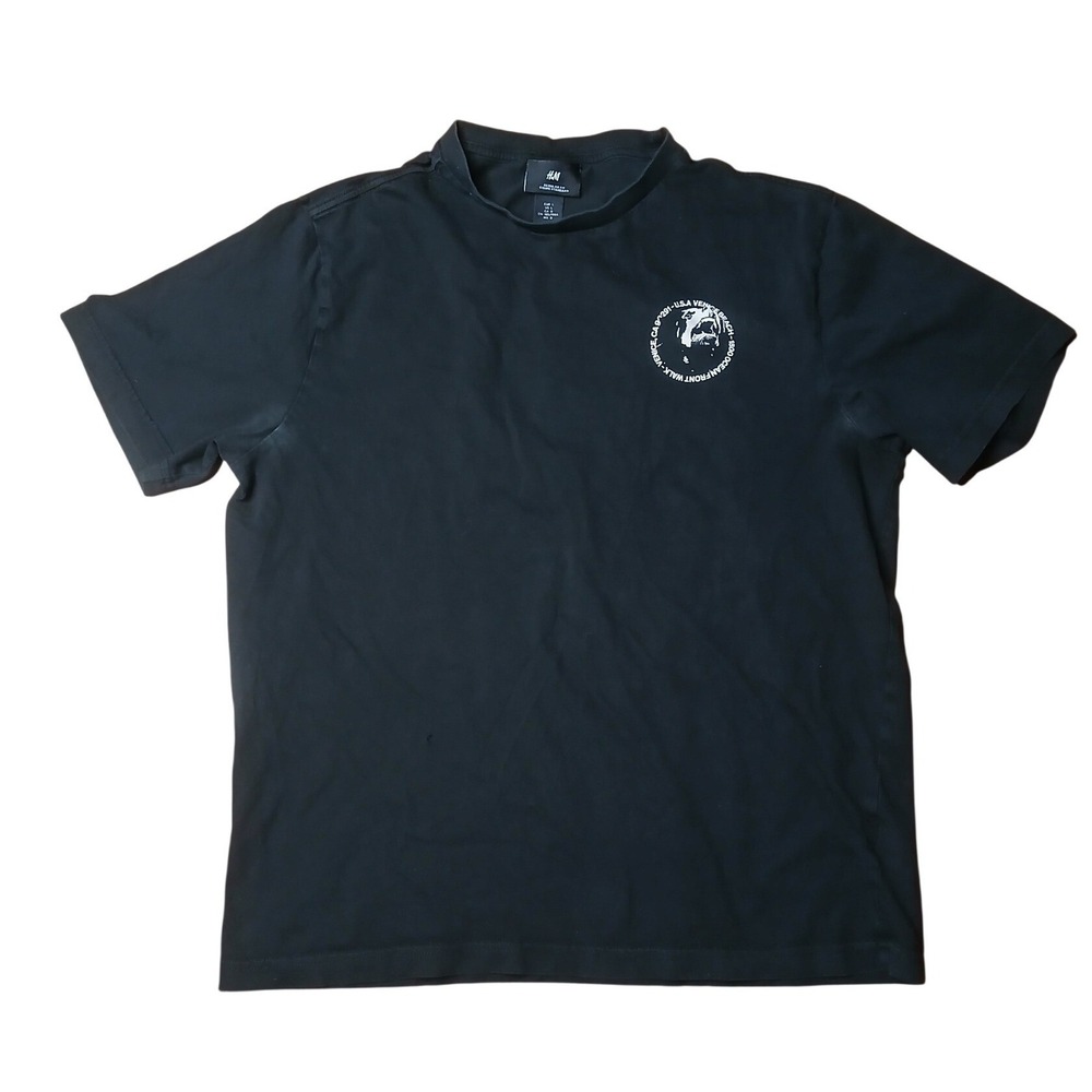 HM Mens Venice Beach Skate Graphic T-Shirt Black Large Born To Grind Regular Fit